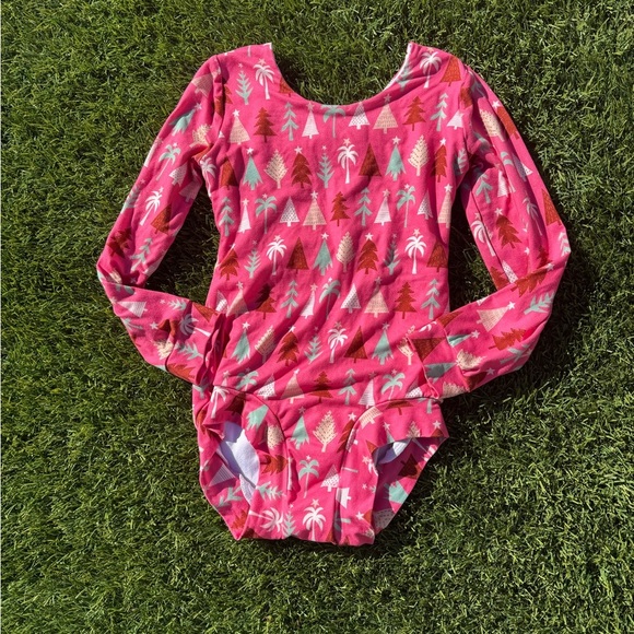 Busybodleos Christmas Tree Long Sleeve Pink Size 7 Leotard - Picture 1 of 4